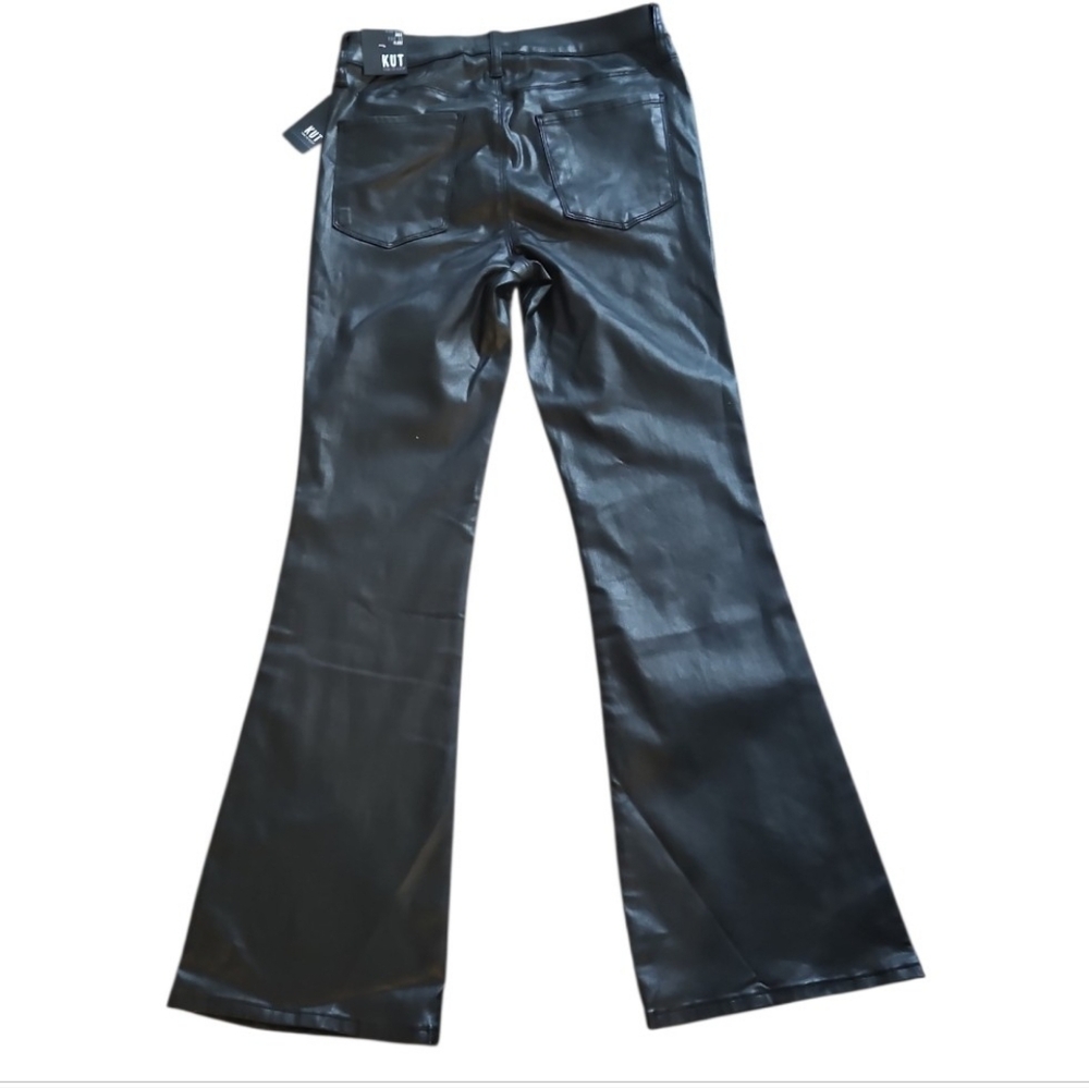 KUT from the Kloth Ana High Rise Fab Ab Coated Flare Pants Black 6 - Picture 9 of 12